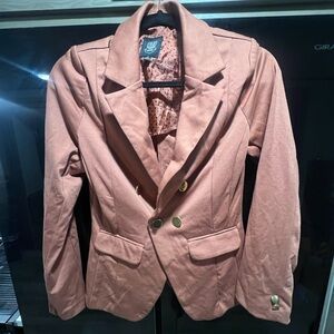 Women's Double-Breasted Blazer in burnt coral Pink great for over holiday dress